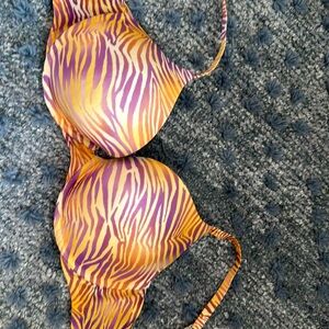 Victoria secret pink orange zebra print biofit demo uplift bra EUC sz 36D